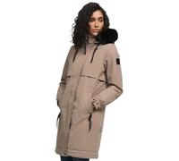 Navahoo Veste d'hiver longue pour femme (XS-3XL) - Capuche amovible, imperméable, parka, ceinture intérieure, veste chaude pour femme - N039, Taupe-Grey, XXL