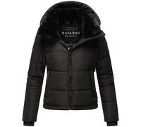 Navahoo Veste d'hiver matelassée chaude pour femme avec capuche amovible et col en fourrure synthétique avec amour XS-XXL, Noir , XL