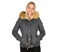 Navahoo Veste d'hiver pour femme (XS-XXL) - Extérieur 100 % coton - Intérieur en polaire Teddy - Fourrure synthétique amovible - Veste chaude pour femme B643, anthracite, S