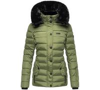 Navahoo Milianaa Veste d'hiver matelassée chaude pour femme avec capuche amovible en fourrure synthétique Tailles XS à 3XL, Vert olive, M