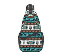 Navajo Horse Print Sling Bag Bandoulière Cool Southwest Native American Tribal Design Chest Bag Style aztèque Sac de Sport Sac de Sport Léger Voyage randonnée pour fe