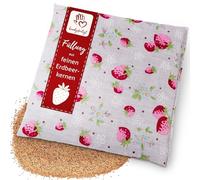 Navango® Coussin Chauffant aux Pépins de Fraises Fines I Bouillotte Sèche Micro Ondes I Idéal pour les Petits Enfants I Particulièrement Doux I env. 15x15cm I Coton OEKO-Tex I Cadeau Pour Bébé.