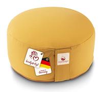Navango® Coussin Zafu Rond de Méditation et Yoga - Pouf de Sol 15 cm - Fabriqué à la main en Allemagne - Garnissage Naturel en Épeautre - Housse Lavable 100% Coton - Coussin de Yoga Ergonomique
