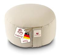Navango® Coussin Zafu Rond de Méditation et Yoga - Pouf de Sol 15 cm - Fabriqué à la main en Allemagne - Garnissage Naturel en Épeautre - Housse Lavable 100% Coton - Coussin de Yoga Ergonomique