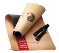 Navango® Tapis de Yoga en Liège Naturel Antidérapant - 183x61cm, 4mm - Avec Sangle de Transport & Lignes d’Alignement - Écologique, Confortable, pour Yoga, Pilates, Fitness & Méditation
