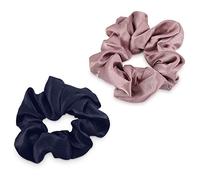 Navaris 2x Chouchou en Soie - Lot 2x Chouchou en Soie Véritable 16mm - Accessoire Cheveux Anti-Casse et Anti-Friction - Pour Fille Femme