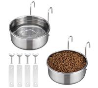 Navaris 2X Gamelle Eau pour Animaux - Bol en INOX pour Chien et Chat - Abreuvoir pour Lapin ou Cochon d'Inde - Support pour Cage à Oiseaux - Diamètre de 14 cm - 850 ML