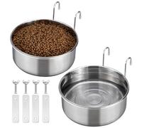 Navaris 2X Gamelle Eau pour Animaux - Bol en INOX pour Chien et Chat - Abreuvoir pour Lapin ou Cochon d'Inde - Support pour Cage à Oiseaux - Diamètre de 18 cm - 1550 ML