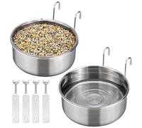 Navaris 2X Gamelle Eau pour Animaux - Bol en INOX pour Chien et Chat - Abreuvoir pour Lapin ou Cochon d'Inde - Support pour Cage à Oiseaux - Diamètre de 10 cm - 280 ML