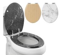 Navaris Abattant WC Standard - Lunette de Toilettes WC Universelle 42 x 35,8 x 5,6 cm en MDF Design Aspect marbre - Siège Cuvette Toilette