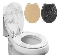 Navaris Abattant WC Standard - Lunette de Toilettes WC Universelle 42 x 35,8 x 5,6 cm en MDF Design Aspect marbre - Siège Cuvette Toilette