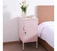 Navaris Armoire Metallique Rangement - Petit Casier de Rangement en Metal Rose avec 2 Clés pour Vêtement Accessoire Jouet Enfant - Armoire Bureau Chambre Atelier Meuble Industriel