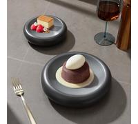 Navaris Assiettes Creuses de Table - Lot Assiette Creuse avec 1x Assiette à Dessert 16,5 cm et 1x Bol a Pate 21,5 cm - Set Vaisselle Moderne Bol Poke Bowl Salade Pates Italienne Bo Bun - Noir