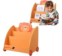 Navaris Bibliothèque pour Enfants - Étagère pour Livres et Jouets 60 x 58 x 40 cm - Rangement avec 3 Compartiments pour Chambre Salle de Jeux méthode Montessori