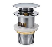 Navaris Bonde de Lavabo Clic-Clac - Bonde mécanique 10 x 6,7 x 6,7 cm en Laiton avec Joints en Silicone - Taille Évier standard 38mm - Trop-plein