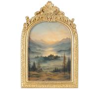 Navaris Cadre Photo Doré - Design Baroque Vintage - Decoration de Style Ancien - Finition Dorée Apparence Artisanale - Matériaux Robustes en Résine et Bois MDF - 16 x 24,5 cm