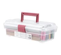 Navaris Caisse a Outil Vide - Boite a Outils 30,5 x 15 x 10 cm pour Rangement des Outils de Bricolage Peche Electricien Mecanicien Menuisier - Boîte à Outil en Plastique Rose