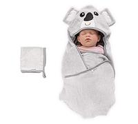 Navaris Cape de bain bébé - Serviette avec capuche en bambou pour bébé fille garçon nouveau-né - Set sortie de bain avec 1x gant de toilette