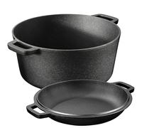 Navaris Cocotte en fonte de 4,7 l/26 cm Cocotte pour la fabrication du pain Casserole pré-enduite avec couvercle utilisable comme poêle à frire
