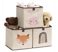 Navaris Cube Rangement Jouet Enfant - Lot 3x Rangement Chambre Enfant Pliable 28x28x28cm pour Livre Jouets Jeux - Panier Boite de Rangement et Bac a Jouet Caisse en Tissu