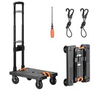 Navaris Diable pliable avec sangles - Charge max. 50kg - Roues en caoutchouc - Diable de transport pliable avec sangle - Chariot de transport