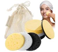 Navaris Éponge visage compressée - Lot 50x eponge visage lavable et réutilisable en cellulose naturelle pour démaquillage nettoyage quotidien