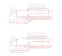 Navaris Étagère de Douche - Lot 2x Panier Mural Sans Vis Avec Fixation Crochet Autoadhésif - Rangement Shampoing Savon Gel Rasoir