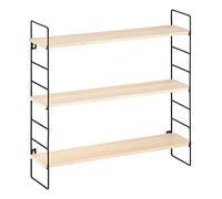 Navaris Étagère Murale - Compartiment de Rangement 50 x 50 x 12 cm en Bois de pin et métal - Étagère pour Chambre Salon Salle de Bain Cuisine