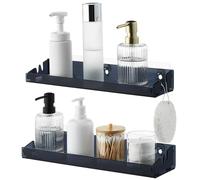 Navaris Etageres Murales - 2X Étagère Murale Cuisine Chambre Salle de Bain Noir Acrylique - Etagere Flottante sans Percage pour Douche Bibliothèque Livre Enfant Vinyle