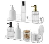 Navaris Etageres Murales - 2X Étagère Murale Cuisine Chambre Salle de Bain Transparente Acrylique - Etagere Flottante sans Percage pour Douche Bibliothèque Livre Enfant Vinyle
