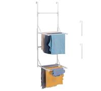 Navaris Etendoir Linge Interieur Mural - Sechoir a Linge de Porte Pliable avec Etendage Hauteur Réglable - Séchoir à Linge Exterieur pour Balcon - Étendoir Mural Intérieur 2 Niveau