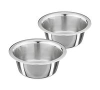 Navaris Gamelle Chien Chat - Lot 2X Bol en Acier Inoxydable 13 x 13 x 5 cm pour Animal de Compagnie - Gamelle Double Nourriture Croquettes Eau Pâtée