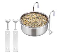 Navaris Gamelle Eau pour Animaux - Bol en INOX pour Chien et Chat - Abreuvoir pour Lapin ou Cochon d'Inde - Support pour Cage à Oiseaux - Diamètre de 10 cm - 280 ML