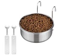 Navaris Gamelle Eau pour Animaux - Bol en INOX pour Chien et Chat - Abreuvoir pour Lapin ou Cochon d'Inde - Support pour Cage à Oiseaux - Diamètre de 14 cm - 850 ML