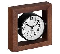 Navaris Horloge Bureau - Horloge Rectangle de Bureau à Poser en Bois - Design Vintage rétro avec Heures Chiffre Classique et Aiguilles silencieuses