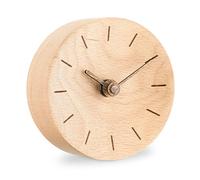 Navaris Horloge Bureau - Horloge Rond de Bureau à Poser en Bois - Design Vintage rétro avec Heures minimalistes et Aiguilles silencieuses