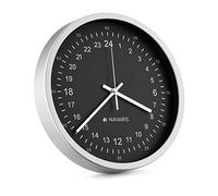 Navaris Horloge Murale 24 Heures - Pendule Ronde Fixation Murale Design Vintage rétro - Horloge Murale silencieuse avec Heures en Chiffres Classiques