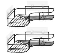 Navaris Lot de 2 étagères de douche d'angle sans perçage - En métal - Noir