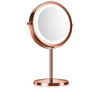 Navaris Miroir cosmétique avec lumière LED - miroir avec un grossissement normal et 5x - Miroir de maquillage lumineux rotatif à 360 °