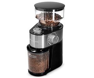 Navaris Moulin à café électrique - Broyeur de café avec meule plate pour 2 à 14 tasses - Grinder avec différentes épaisseurs de mouture