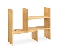 Navaris Organisateur bureau modulable - Support rangement réglable en bambou 51 x 40 x 15,5 cm - Double étagère bureau salon salle de bain cuisine