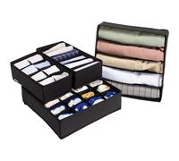 Navaris Organisateur de Tiroir - Lot 4x Boîte de Rangement avec Diviseurs pour Sous-Vêtements Accessoires - Facile à Monter - Pour Dressing Armoire