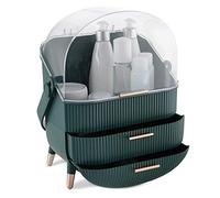 Navaris Organisateur maquillage - Boîte rangement maquillage cosmétique 29 x 20 x 34 cm avec couvercle transparent 2x tiroir et 1x compartiment