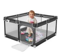 Navaris Parc bébé - Parc enfant 130 x 130 x 50 cm en tissu Oxford avec fermeture sécurisée et filet respirant - Parc de jeux XXL parc d'éveil motricité centre d'activités pour 0-2 ans