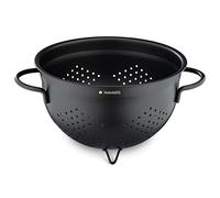 Navaris Passoire en Acier Inoxydable - Égouttoir Inox Ø 24 cm x 14 cm - Passoire sur Pied avec Poignée - Ustensile Cuisine pour Pâtes Salade Riz