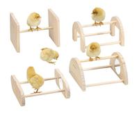 Navaris Perchoir Poule avec Miroir - Lot 4 Accessoires poulailler Barre de Perche Solide pour Oiseaux Poussins Poulets - Perchoir d'entraînement Cage à Poule en Bois de pin