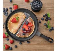 Navaris Poêle en Fonte Naturelle - Poêle à Frire Ø 26 cm pour Induction Four Feu Cuisinière Grill Barbecue - Poele Antiadhésif pour Crêpe Pancake