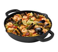 Navaris Poêle en Fonte Naturelle - Poêle à Frire Ø25 cm Profondeur 6 cm Antiadhésif avec Double Poignées pour Induction Four Feu Cuisinière Grill Barbecue
