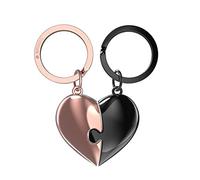 Navaris Porte-clé cœur Puzzle - Porte-clé Femme Mignon avec Anneau - pour Trousseau de clés ou déco Sac à Main - Cœur Rose et Gris
