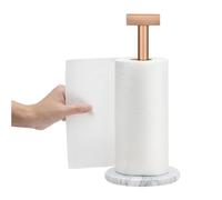 Navaris Porte essuie tout - Support essuie-tout avec dérouleur en acier et base en marbre 15 x 15 x 33 cm - Pour cuisine salle de bain support papier toilette
